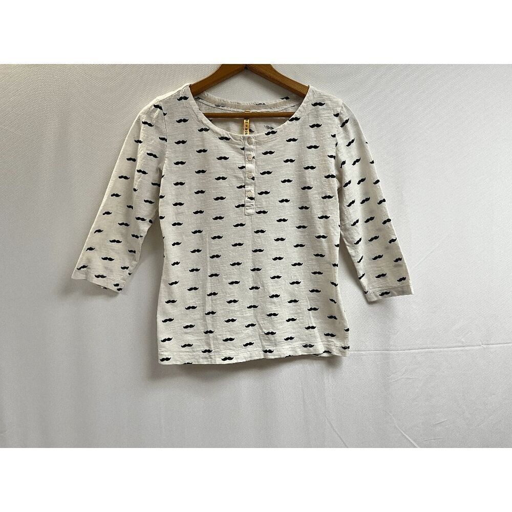 Done by None Girls Pullover Crew neck Elbow Sleeve Top White Black Size 8